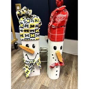 Detroit Red Wings Hand Painted Wooden Snowman